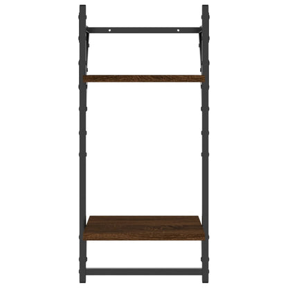 4 Piece Wall Shelf Set with Bars Brown Oak Engineered Wood