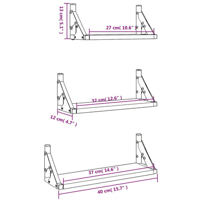 3 Piece Wall Shelf Set Sonoma Oak Engineered Wood