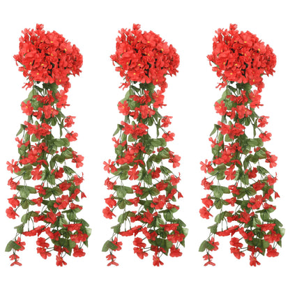 Christmas Flower Garlands 3 pcs Red 85 cm