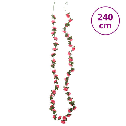 Christmas Flower Garlands 6 pcs Red Pink 240 cm