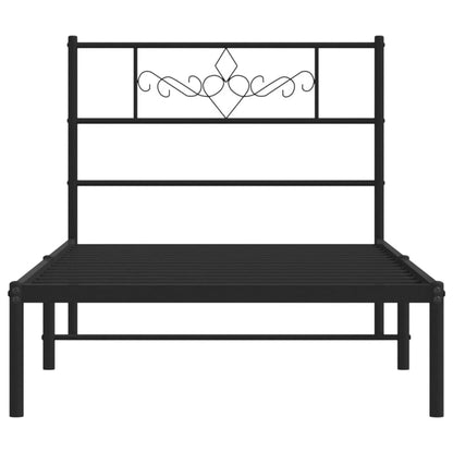 Metal Bed Frame without Mattress with Headboard Black 90x200cm