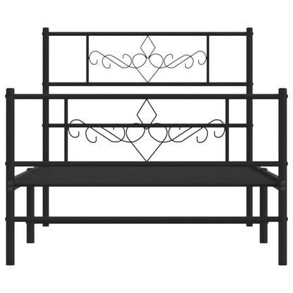 Metal Bed Frame without Mattress with Footboard Black 80x200cm