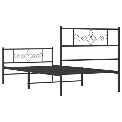 Metal Bed Frame without Mattress with Footboard Black 80x200cm