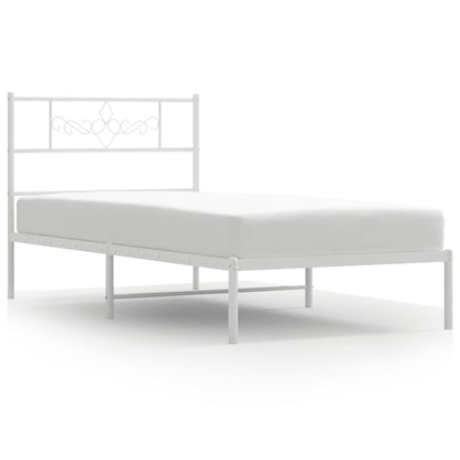 Metal Bed Frame without Mattress with Headboard White 90x200cm