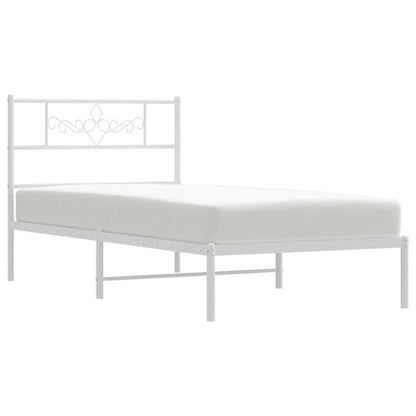 Metal Bed Frame without Mattress with Headboard White 90x200cm