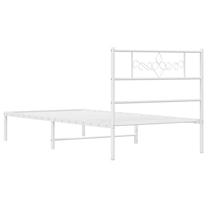 Metal Bed Frame without Mattress with Headboard White 90x200cm