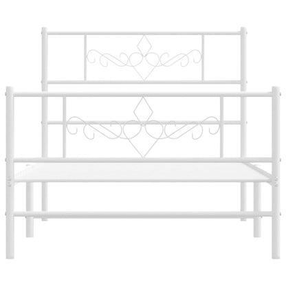Metal Bed Frame without Mattress with Footboard White 90x200cm