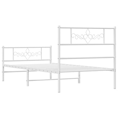 Metal Bed Frame without Mattress with Footboard White 90x200cm