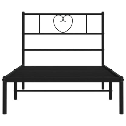 Metal Bed Frame without Mattress with Headboard Black 90x190cm