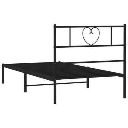 Metal Bed Frame without Mattress with Headboard Black 90x190cm