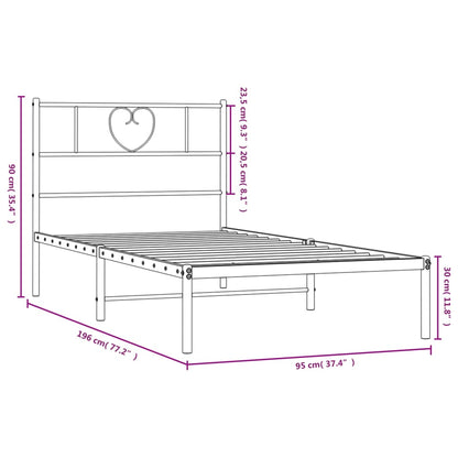 Metal Bed Frame without Mattress with Headboard Black 90x190cm