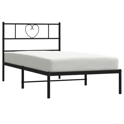 Metal Bed Frame without Mattress with Headboard Black 90x200cm