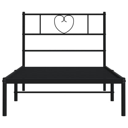 Metal Bed Frame without Mattress with Headboard Black 90x200cm