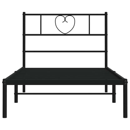 Metal Bed Frame without Mattress with Headboard Black 100x190cm