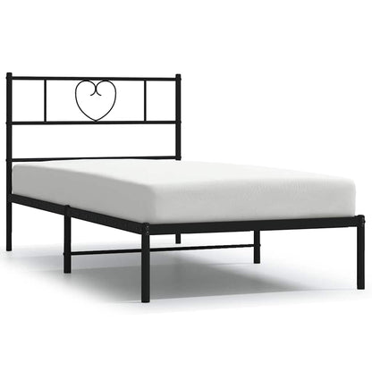 Metal Bed Frame without Mattress with Headboard Black 100x200cm