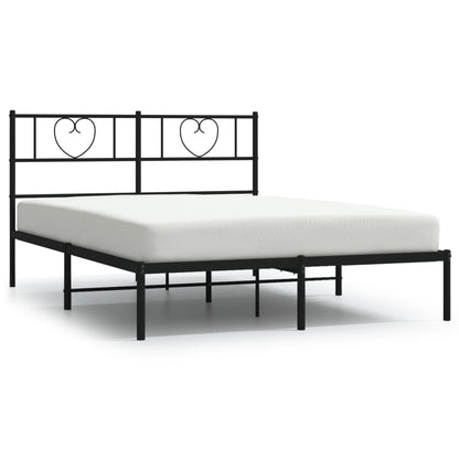 Metal Bed Frame without Mattress with Headboard Black 140x200cm