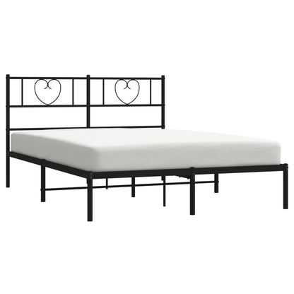 Metal Bed Frame without Mattress with Headboard Black 140x200cm