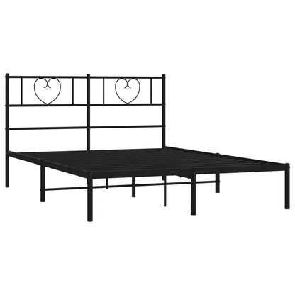 Metal Bed Frame without Mattress with Headboard Black 140x200cm