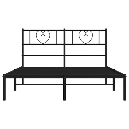 Metal Bed Frame without Mattress with Headboard Black 140x200cm