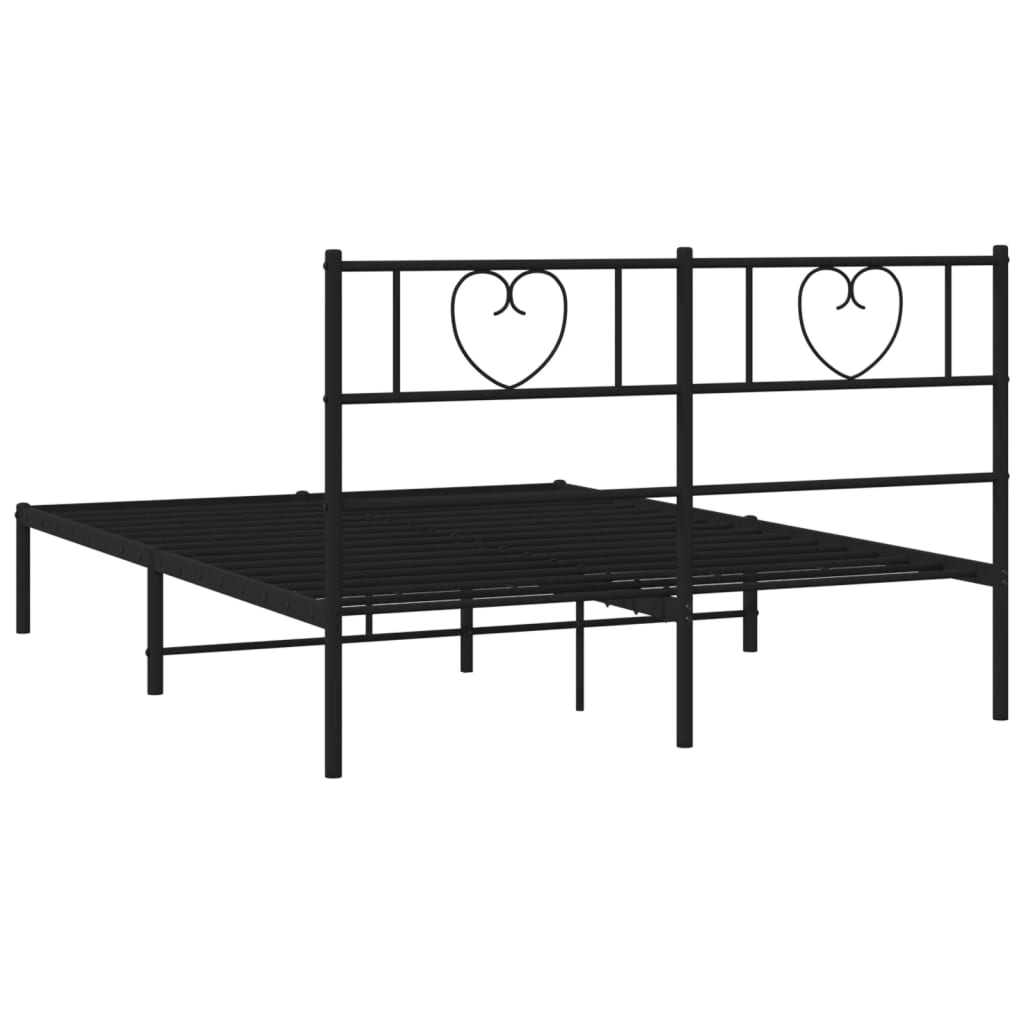 Metal Bed Frame without Mattress with Headboard Black 140x200cm