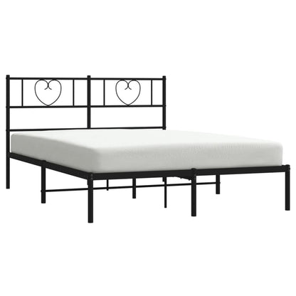 Metal Bed Frame without Mattress with Headboard Black 160x200cm