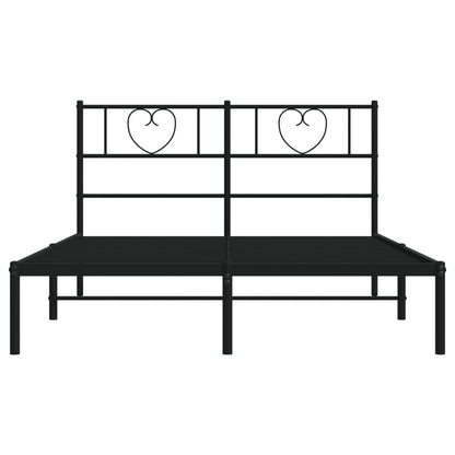 Metal Bed Frame without Mattress with Headboard Black 160x200cm
