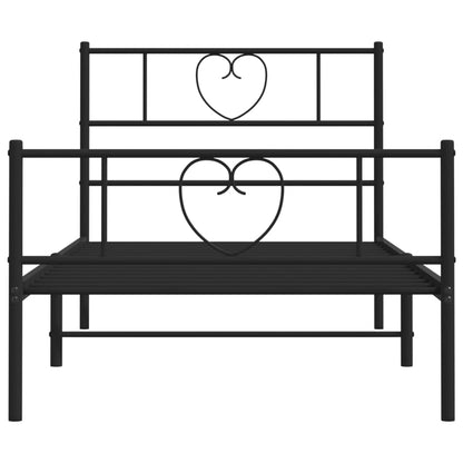 Metal Bed Frame without Mattress with Footboard Black 80x200cm