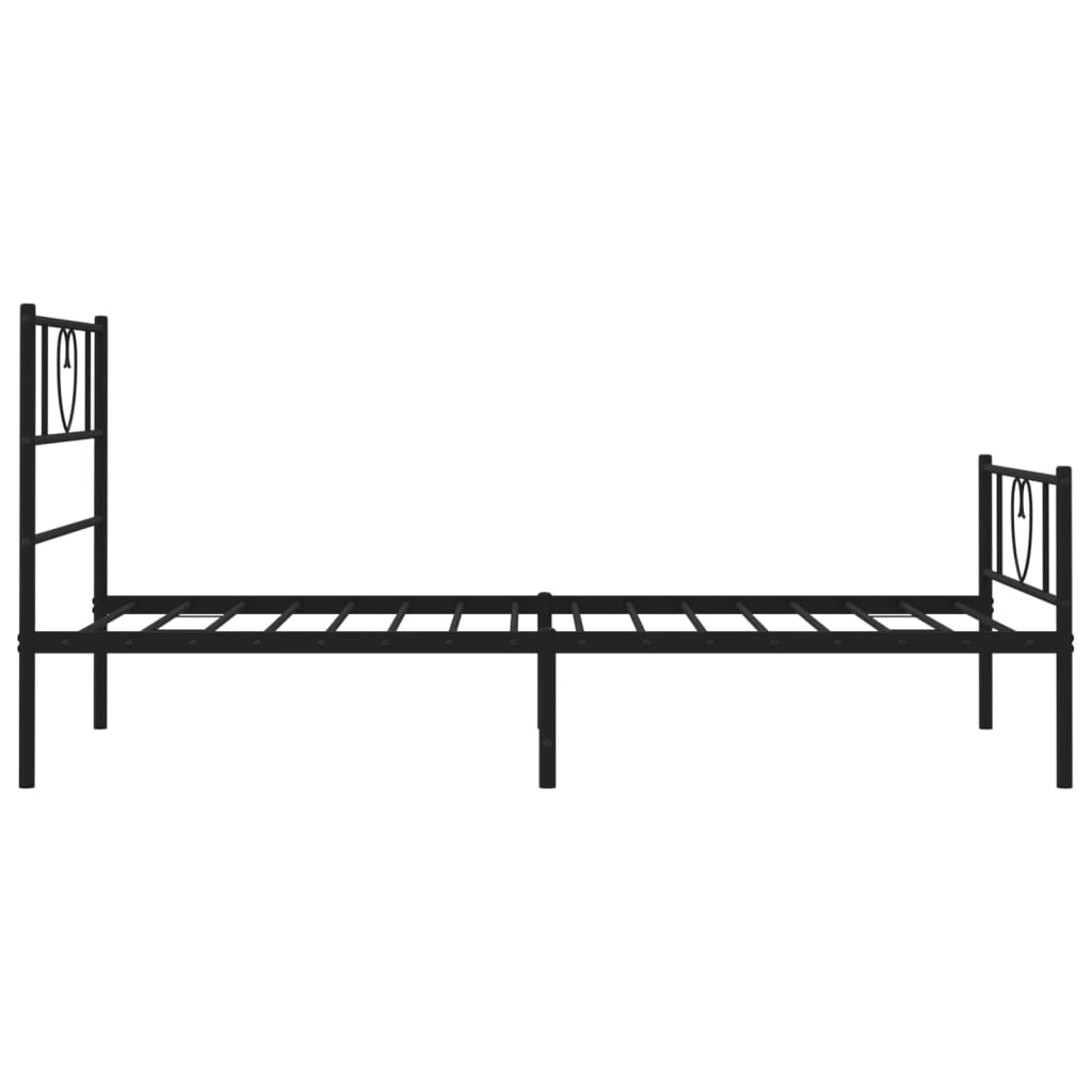 Metal Bed Frame without Mattress with Footboard Black 80x200cm
