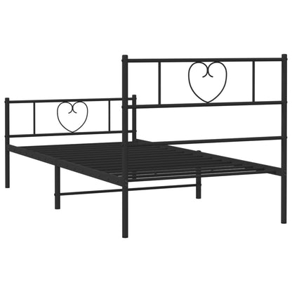 Metal Bed Frame without Mattress with Footboard Black 80x200cm