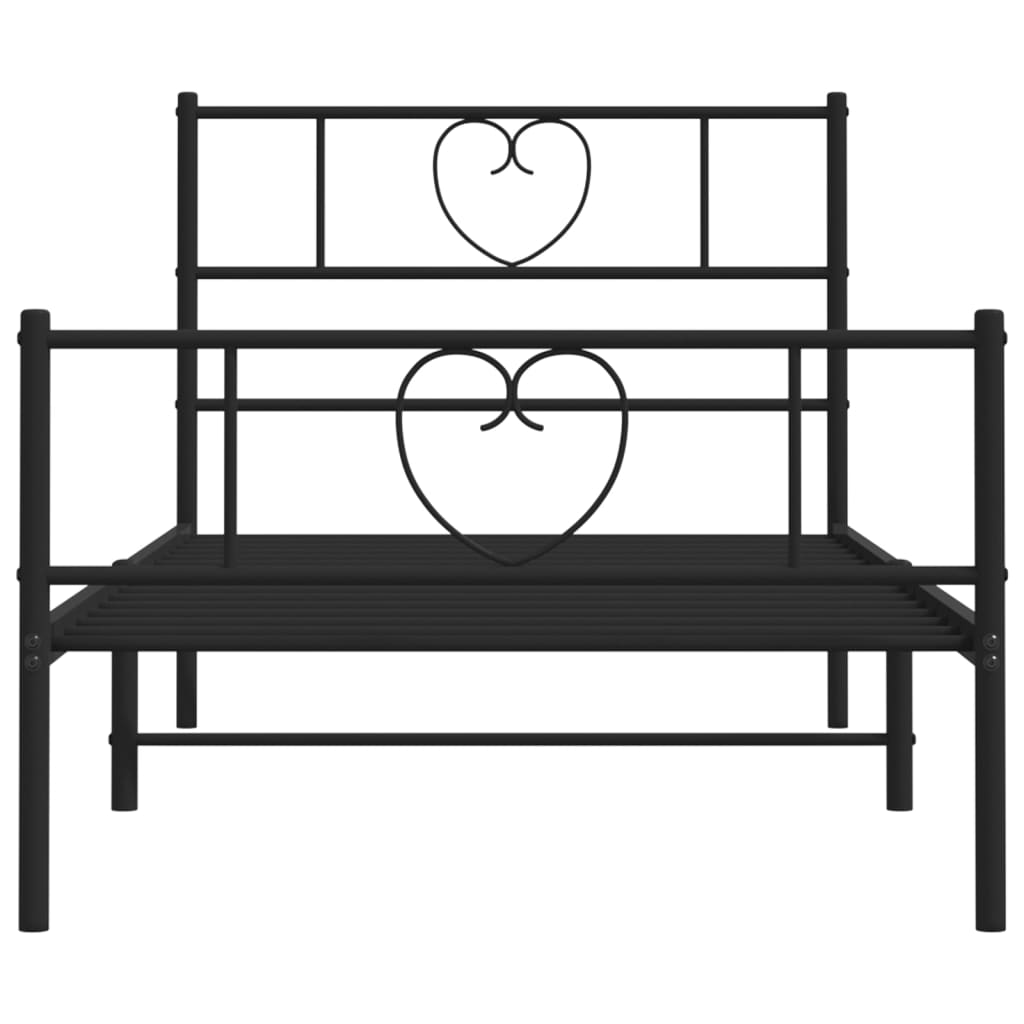 Metal Bed Frame without Mattress with Footboard Black 90x200cm