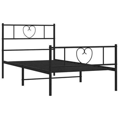 Metal Bed Frame without Mattress with Footboard Black 100x190cm