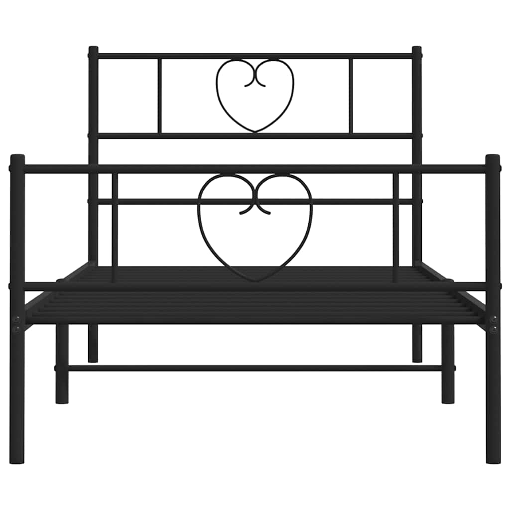 Metal Bed Frame without Mattress with Footboard Black 100x190cm