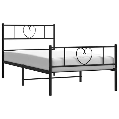 Metal Bed Frame without Mattress with Footboard Black 100x200cm