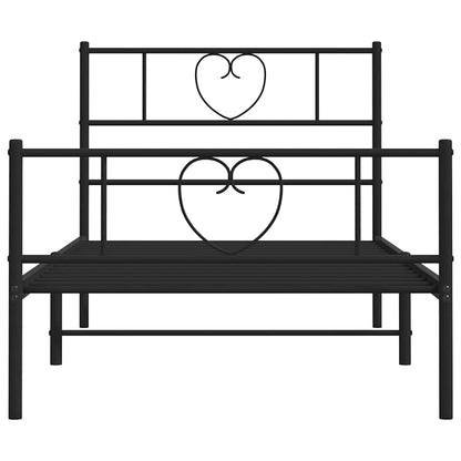 Metal Bed Frame without Mattress with Footboard Black 100x200cm