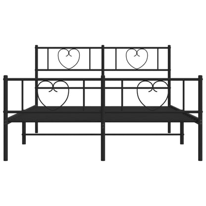 Metal Bed Frame without Mattress with Footboard Black 120x190cm