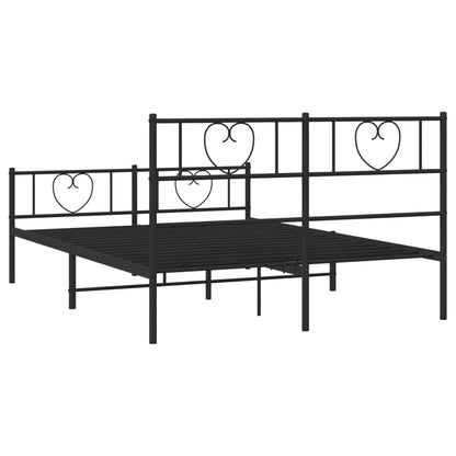 Metal Bed Frame without Mattress with Footboard Black 120x190cm