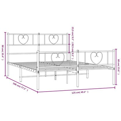 Metal Bed Frame without Mattress with Footboard Black 120x190cm