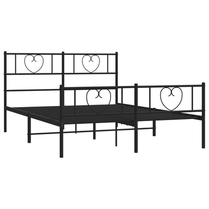 Metal Bed Frame without Mattress with Footboard Black 120x200cm
