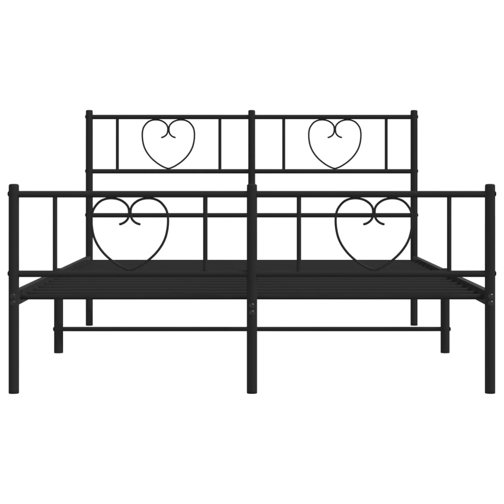Metal Bed Frame without Mattress with Footboard Black 120x200cm