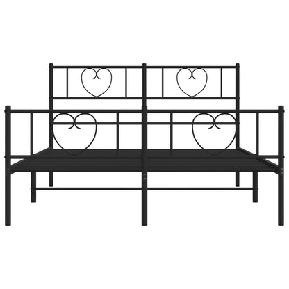 Metal Bed Frame without Mattress with Footboard Black 120x200cm