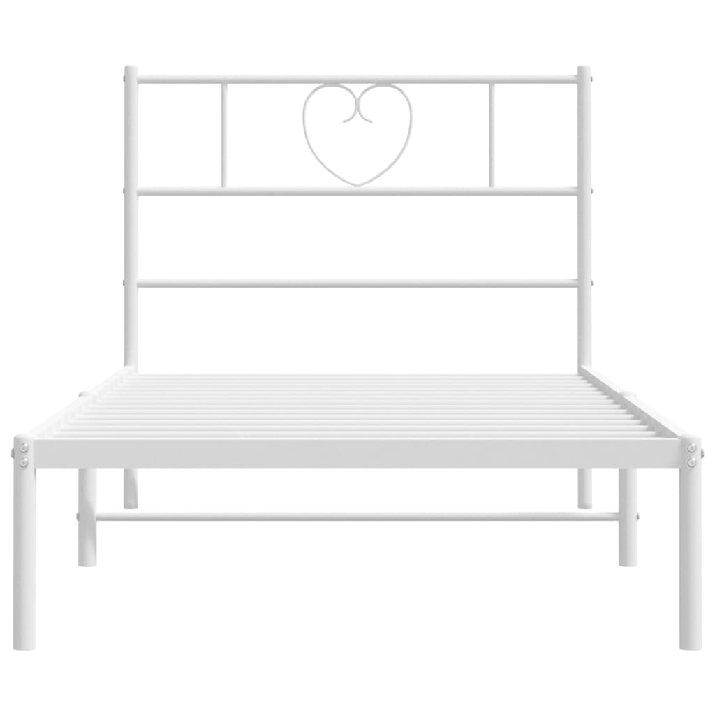 Metal Bed Frame without Mattress with Headboard White 90x190cm