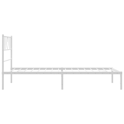 Metal Bed Frame without Mattress with Headboard White 90x190cm