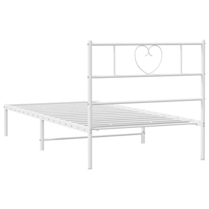 Metal Bed Frame without Mattress with Headboard White 90x190cm