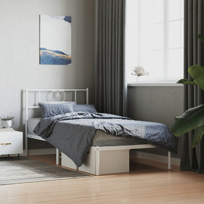 Metal Bed Frame without Mattress with Headboard White 90x190cm