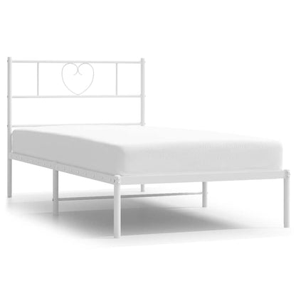 Metal Bed Frame without Mattress with Headboard White 100x190cm