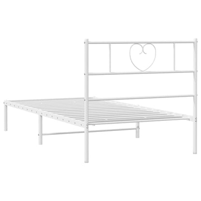 Metal Bed Frame without Mattress with Headboard White 100x190cm