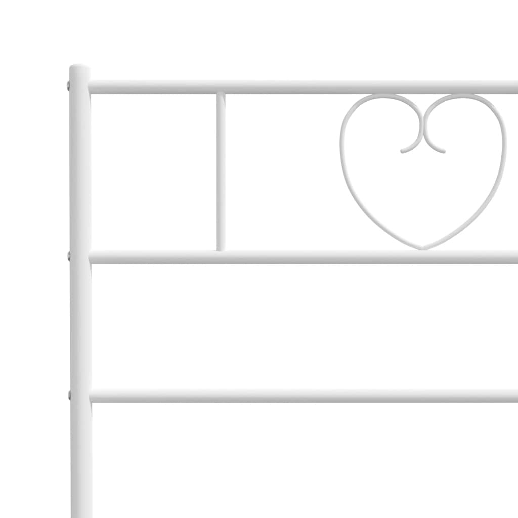 Metal Bed Frame without Mattress with Headboard White 100x190cm