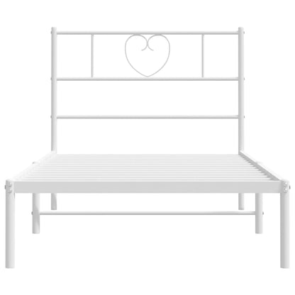 Metal Bed Frame without Mattress with Headboard White 107x203cm