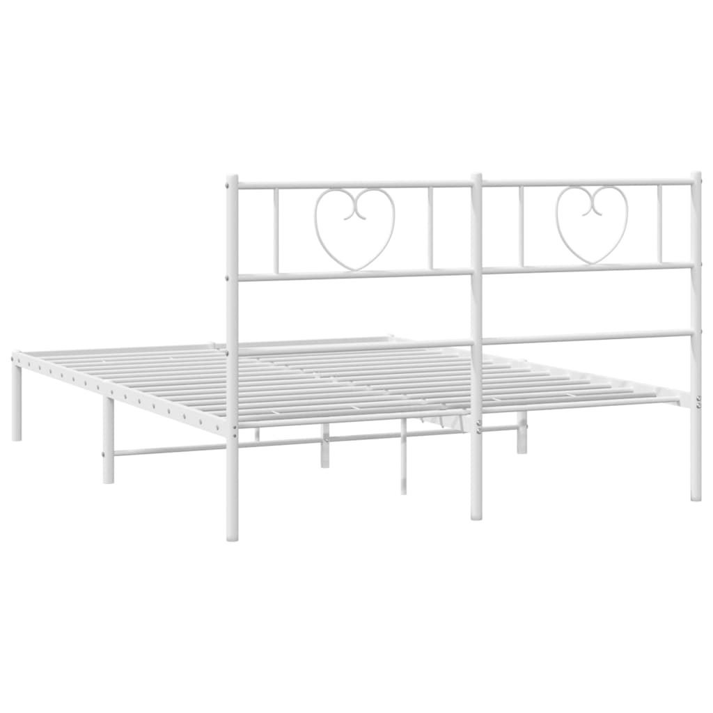 Metal Bed Frame without Mattress with Headboard White 120x200cm