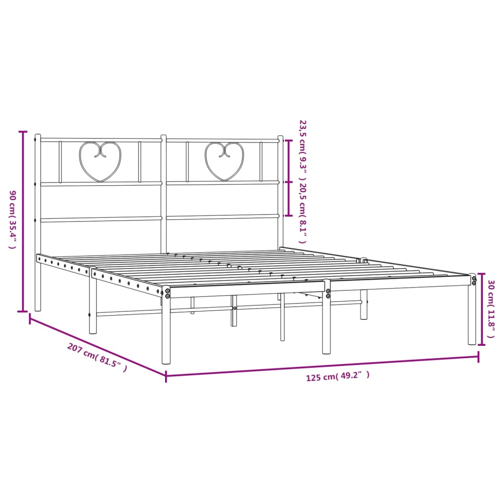 Metal Bed Frame without Mattress with Headboard White 120x200cm